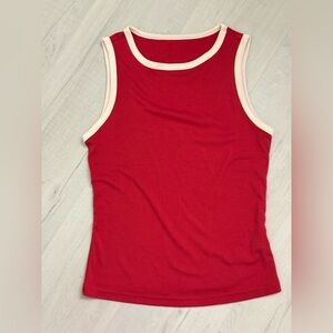 Red Tank Top with Cream Trim